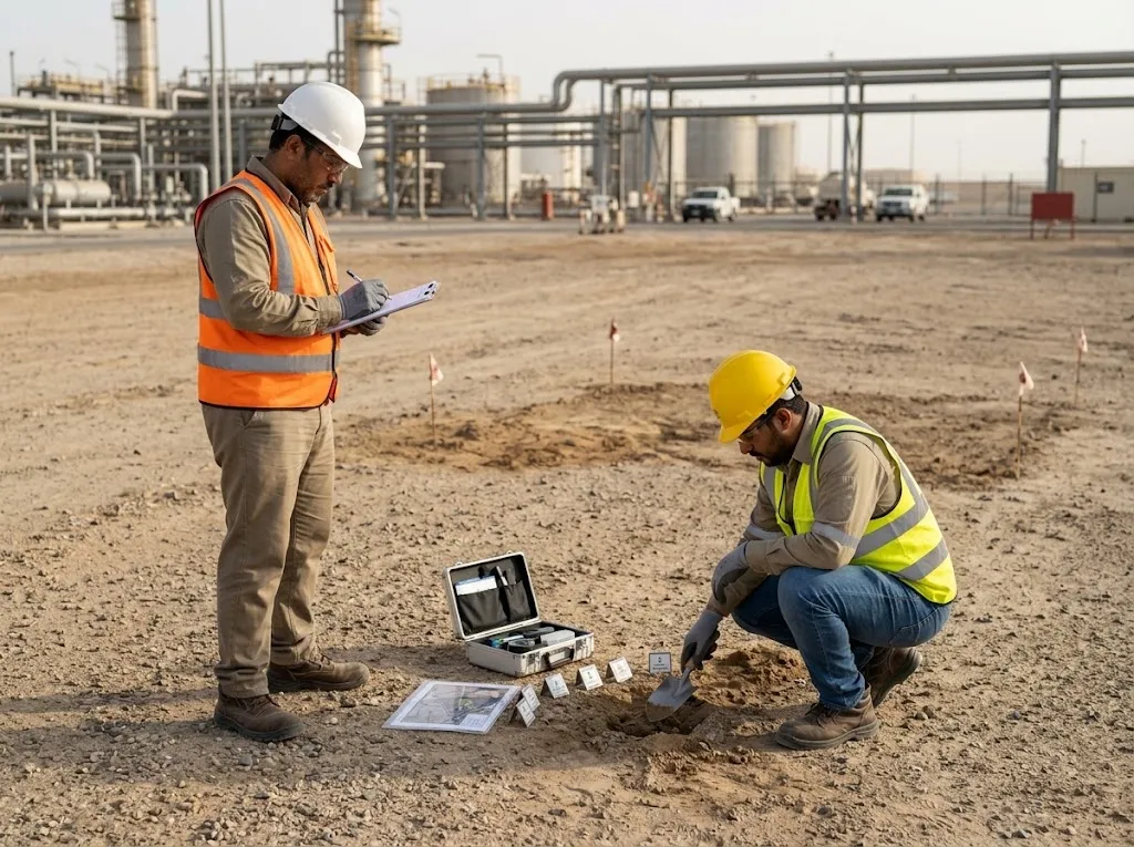 Field assessment of suspected soil contamination areas within an industrial facility