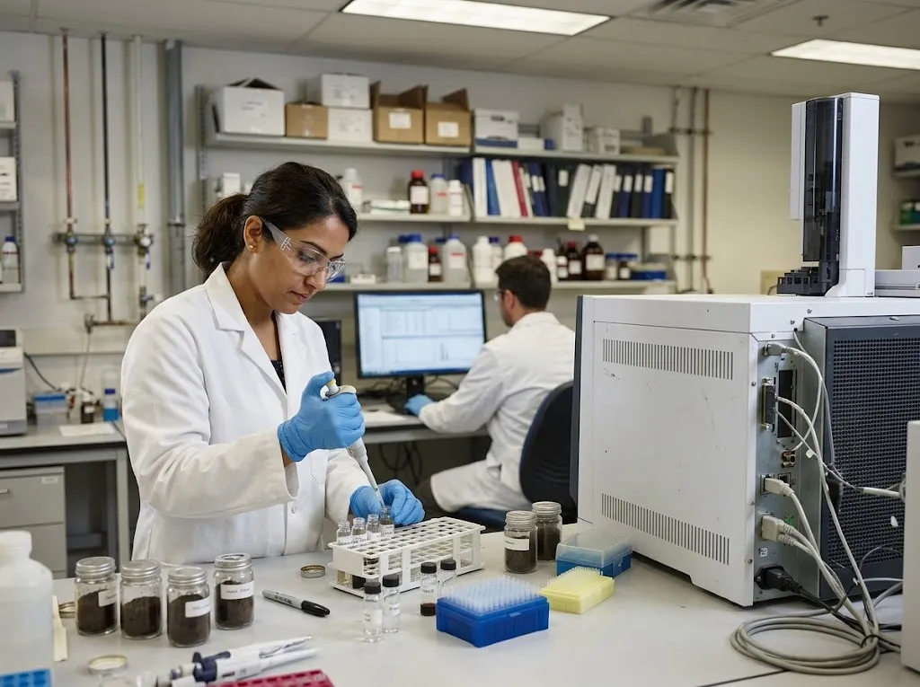 Laboratory preparation of samples for analysis of petroleum contaminants in soil